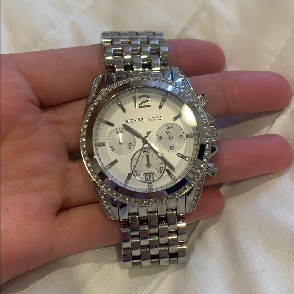 Michael Kira Silver Watch with CZs